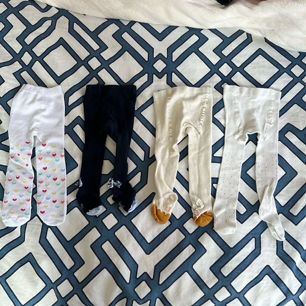 Girls Tights 6-18 Months. Jacadi (3 pair) and Carters (1 pair)